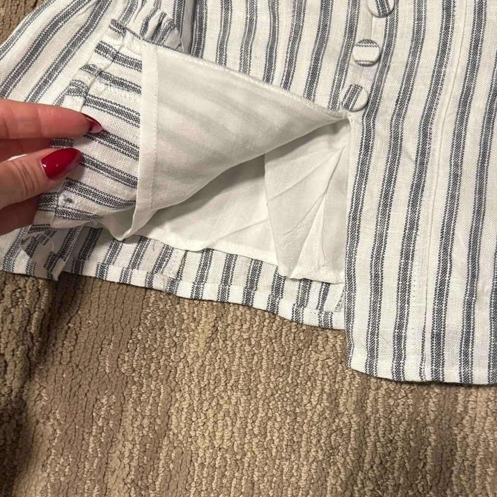 Reformation Blue and White Striped Button-Up Blouse - Picture 3 of 6